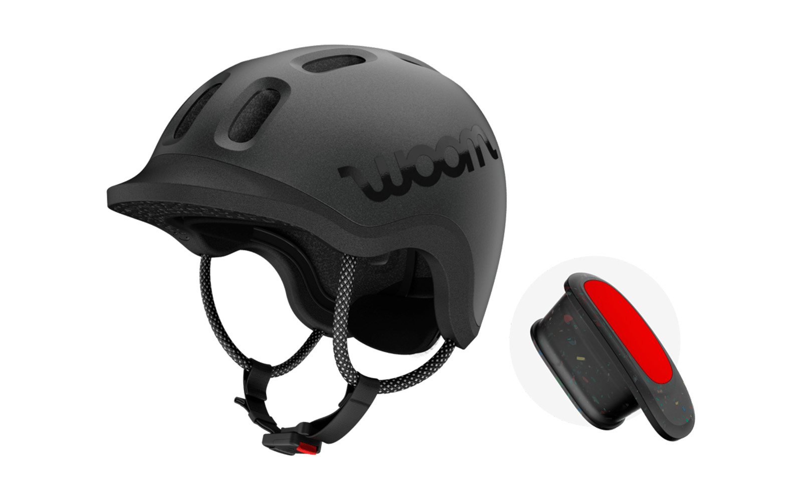 Woom Ready Kinderhelm + Ready Helmlicht charcoal metallic